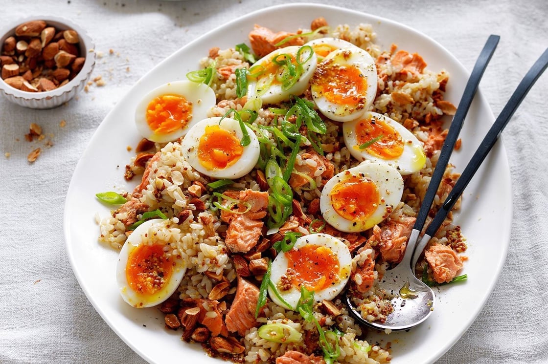 Salmon and Egg Brown Rice Salad